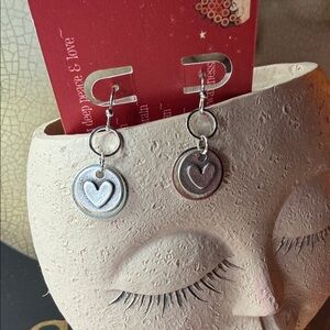 Silver Heart Dangle Earrings